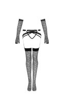 Nemalia Black/Czarny pas z pończochami i rękawiczkami LivCo Corsetti Fashion rozmiar - S/M CZARNY