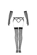 Nemalia Black/Czarny pas z pończochami i rękawiczkami LivCo Corsetti Fashion rozmiar - S/M CZARNY