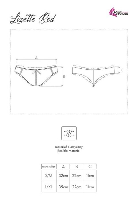 Panty Lizette Red LC 6111 rozmiar - S/M CZERWONY Panty Lizette Red LC 6111 rozmiar - S/M CZERWONY