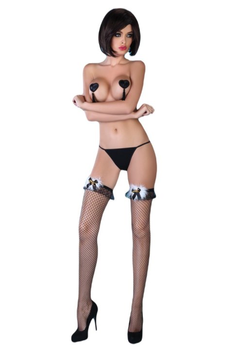 Pearl Czarne pończochy z puszkiem LivCo Corsetii Fashion rozmiar - S/L BLACK Pearl Czarne pończochy z puszkiem LivCo Corsetii Fashion rozmiar - S/L BLACK