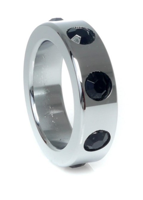 Pierścień-Metal Cock Ring with Black Diamonds Medium Pierścień-Metal Cock Ring with Black Diamonds Medium