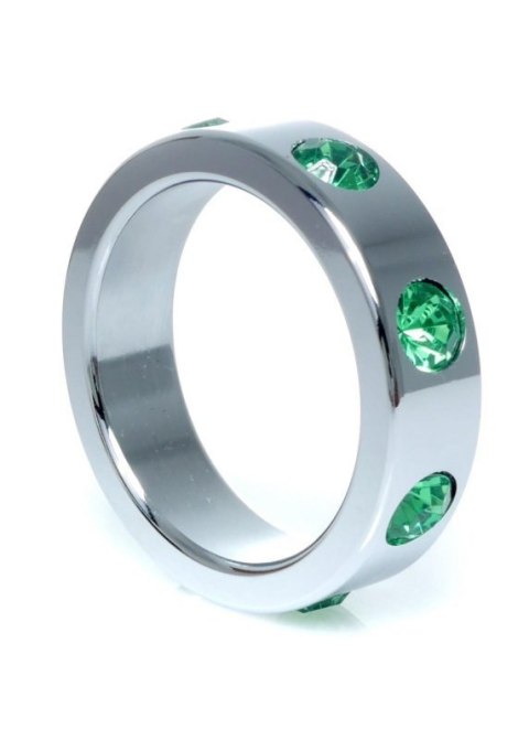 Pierścień-Metal Cock Ring with Green Diamonds Large Pierścień-Metal Cock Ring with Green Diamonds Large