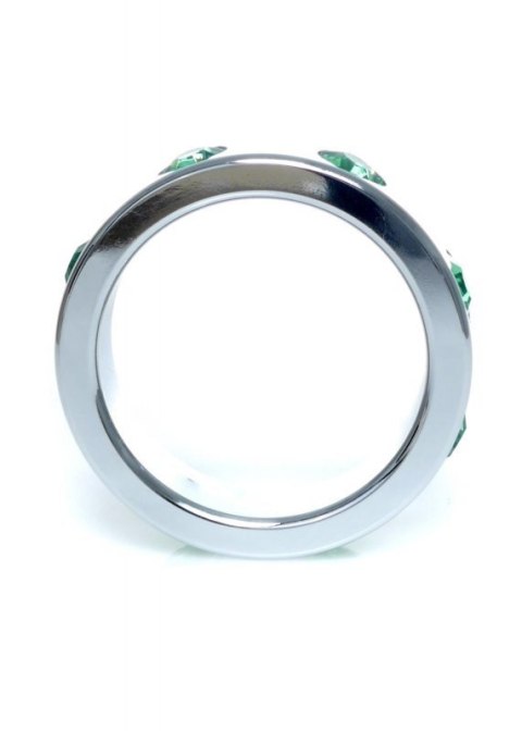 Pierścień-Metal Cock Ring with Green Diamonds Large Pierścień-Metal Cock Ring with Green Diamonds Large