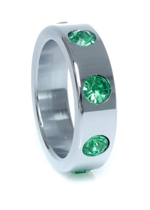 Pierścień-Metal Cock Ring with Green Diamonds Large Pierścień-Metal Cock Ring with Green Diamonds Large