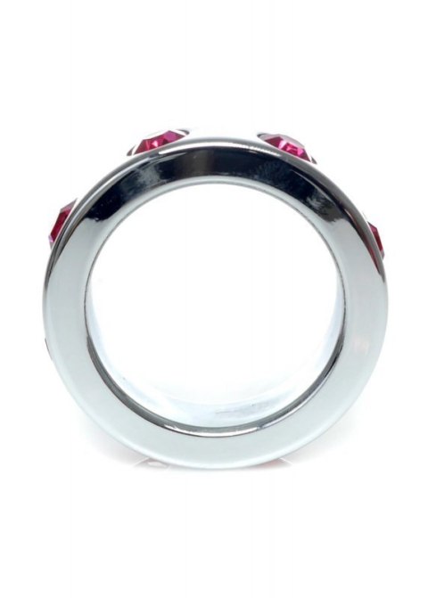 Pierścień-Metal Cock Ring with Pink Diamonds Medium Pierścień-Metal Cock Ring with Pink Diamonds Medium