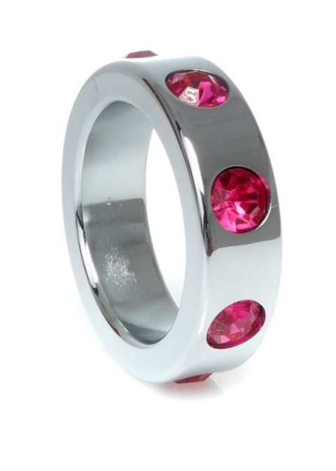 Pierścień-Metal Cock Ring with Pink Diamonds Medium Pierścień-Metal Cock Ring with Pink Diamonds Medium
