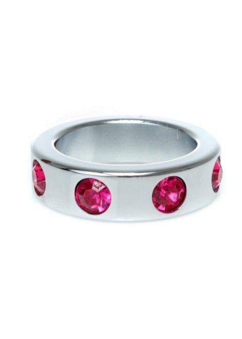 Pierścień-Metal Cock Ring with Pink Diamonds Medium Pierścień-Metal Cock Ring with Pink Diamonds Medium