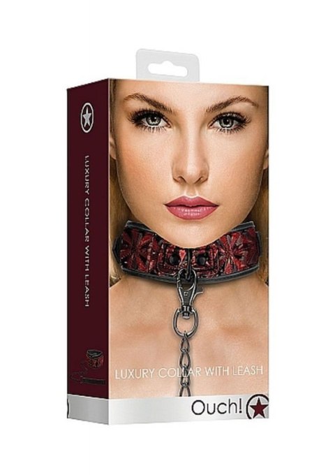 Luxury Collar with Leash - Burgundy Luxury Collar with Leash - Burgundy
