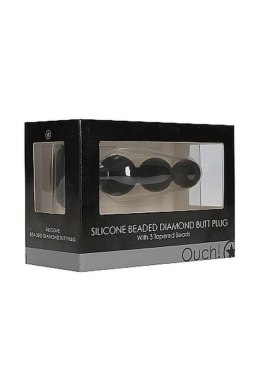 Silicone Beaded Diamond Butt Plug - Black