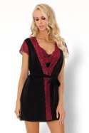 Szlafrok Kumiko LC 90428 Pink Rosses Collection Black Czarny LivCo Corsetti Fashion rozmiar - L/XL CZARNY