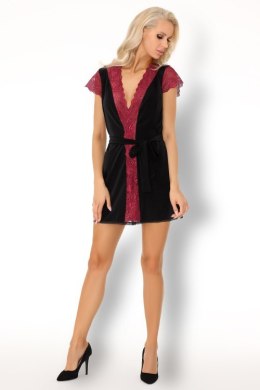 Szlafrok Kumiko LC 90428 Pink Rosses Collection Black Czarny LivCo Corsetti Fashion rozmiar - S/M CZARNY