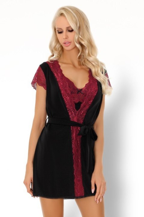 Szlafrok Kumiko LC 90428 Pink Rosses Collection Black Czarny LivCo Corsetti Fashion rozmiar - S/M CZARNY Szlafrok Kumiko LC 90428 Pink Rosses Collection Black Czarny LivCo Corsetti Fashion rozmiar - S/M CZARNY