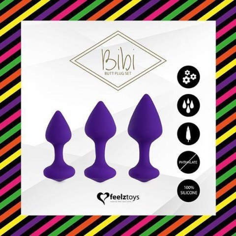 FeelzToys - Bibi Butt Plug Set 3 pcs Purple Boss of toys FeelzToys - Bibi Butt Plug Set 3 pcs Purple Boss of toys
