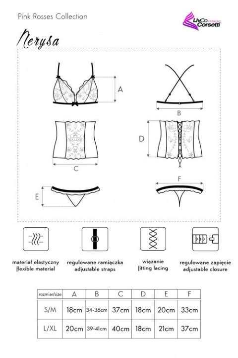 Zmysłowy komplet Nerysa LC 90427 Pink Rosses Collection Black Czarny LivCo Corsetti Fashion rozmiar - L/XL MULTI Zmysłowy komplet Nerysa LC 90427 Pink Rosses Collection Black Czarny LivCo Corsetti Fashion rozmiar - L/XL MULTI