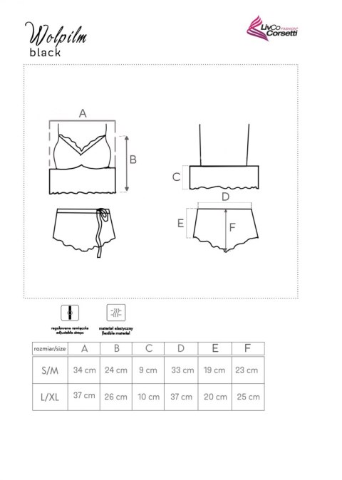 Zmysłowy komplet Wolpilm Black Czarny LivCo Corsetti Fashion rozmiar - L/XL CZARNY Zmysłowy komplet Wolpilm Black Czarny LivCo Corsetti Fashion rozmiar - L/XL CZARNY