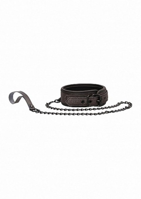 Ouch - Elegant Collar with Leash - Titanium Grey Ouch - Elegant Collar with Leash - Titanium Grey