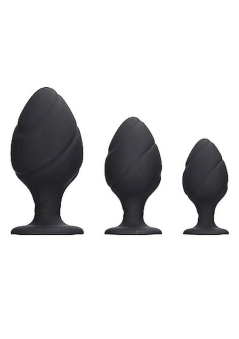 Swirled Butt Plug Set - Black Swirled Butt Plug Set - Black