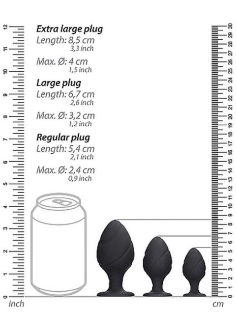 Swirled Butt Plug Set - Black Swirled Butt Plug Set - Black