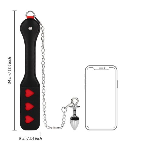 Hearts Paddle with Metal Anal Plug Hearts Paddle with Metal Anal Plug