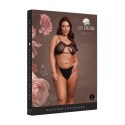 Keyhole Mesh Bra with Double Back Straps and Adjustable Sliders - Plus Size - Black