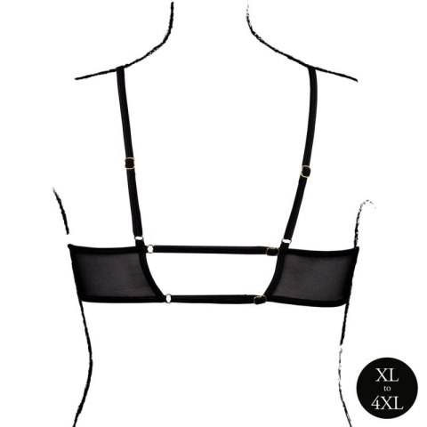 Keyhole Mesh Bra with Double Back Straps and Adjustable Sliders - Plus Size - Black Keyhole Mesh Bra with Double Back Straps and Adjustable Sliders - Plus Size - Black