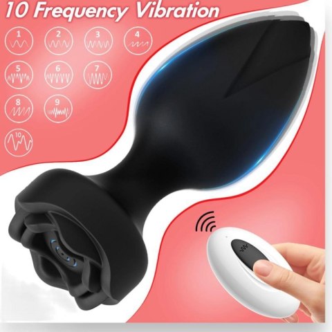 Power Escorts - Princess Plug - Remote Rose Design Plug - USB Rechargeable - 10 Functions - Black Power Escorts - Princess Plug - Remote Rose Design Plug - USB Rechargeable - 10 Functions - Black