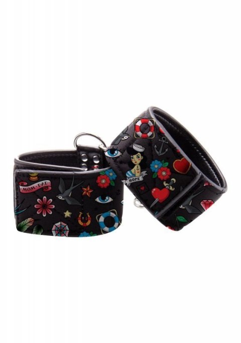 Printed Ankle Cuffs - Old School Tattoo Style - Black Printed Ankle Cuffs - Old School Tattoo Style - Black