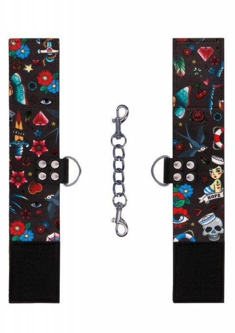 Printed Ankle Cuffs - Old School Tattoo Style - Black Printed Ankle Cuffs - Old School Tattoo Style - Black