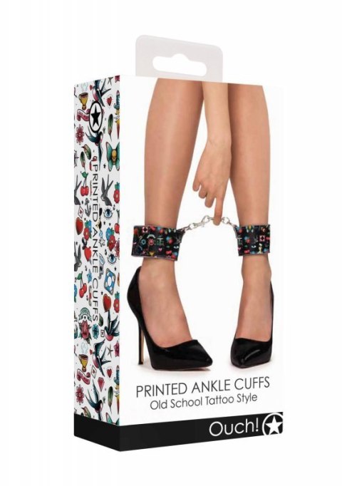 Printed Ankle Cuffs - Old School Tattoo Style - Black Printed Ankle Cuffs - Old School Tattoo Style - Black
