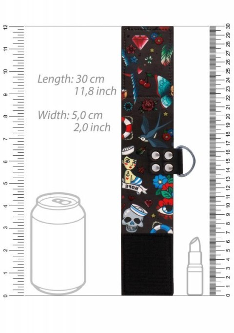 Printed Ankle Cuffs - Old School Tattoo Style - Black Printed Ankle Cuffs - Old School Tattoo Style - Black