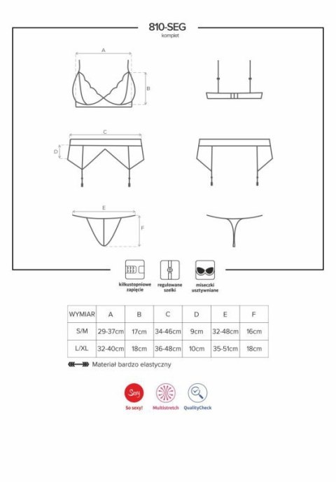 Bielizna-810-SEG-1 komplet 3-częściowy czarny L/XL Bielizna-810-SEG-1 komplet 3-częściowy czarny L/XL