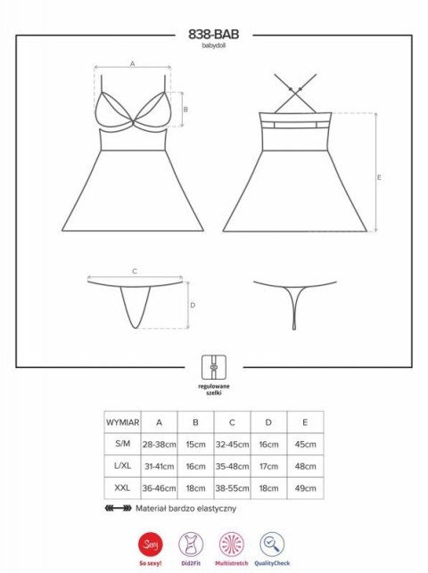 Bielizna-838-BAB-3 babydoll i stringi XXL Bielizna-838-BAB-3 babydoll i stringi XXL