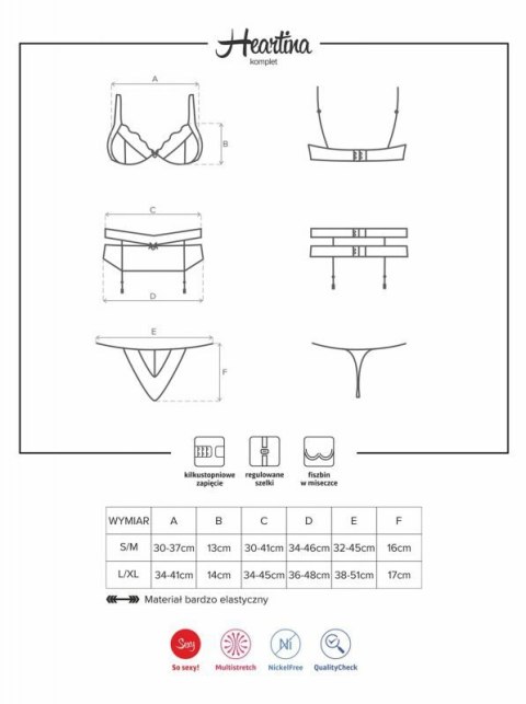 Bielizna-Heartina komplet 3-częściowy L/XL Bielizna-Heartina komplet 3-częściowy L/XL