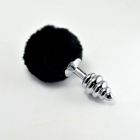 Spiral Pompon Metal Plug Black Spiral Pompon Metal Plug Black