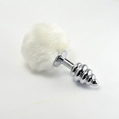 Spiral Pompon Metal Plug White Spiral Pompon Metal Plug White
