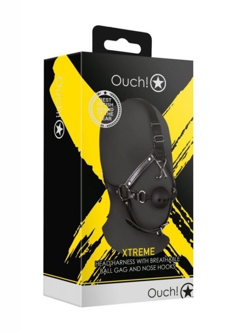 Head Harness with Breathable Ball Gag and Nose Hooks - Black Head Harness with Breathable Ball Gag and Nose Hooks - Black