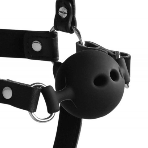 Head Harness with Breathable Ball Gag and Nose Hooks - Black Head Harness with Breathable Ball Gag and Nose Hooks - Black