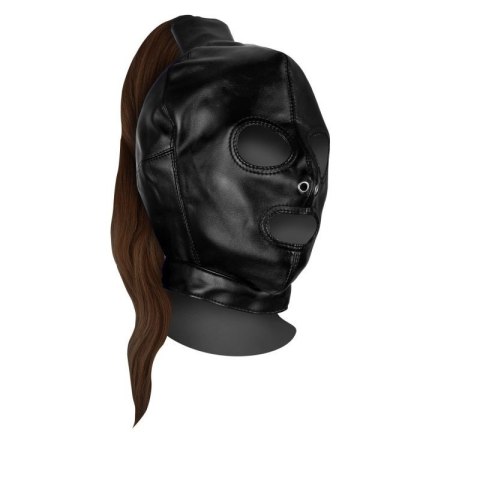 Mask with Brown Ponytail - Black Mask with Brown Ponytail - Black