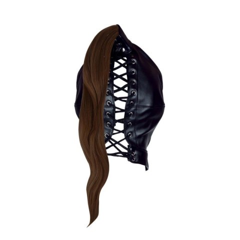 Mask with Brown Ponytail - Black Mask with Brown Ponytail - Black