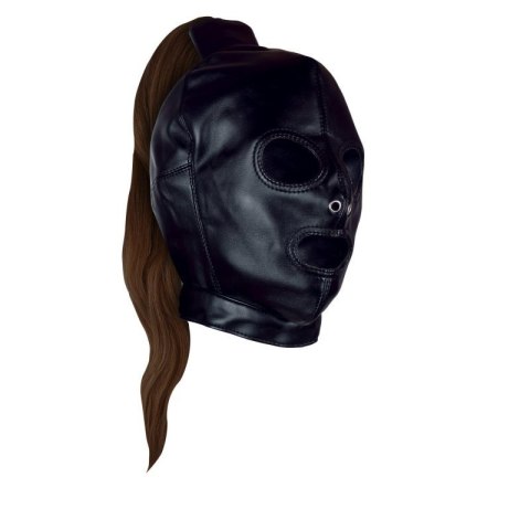 Mask with Brown Ponytail - Black Mask with Brown Ponytail - Black