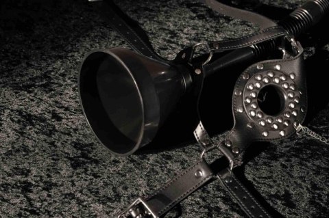 Open Mouth Gag Head Harness with Funnel - Black Open Mouth Gag Head Harness with Funnel - Black