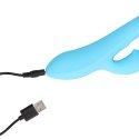 Ribbed Ultra Soft Silicone Rabbit Vibrator - Glacial Blue