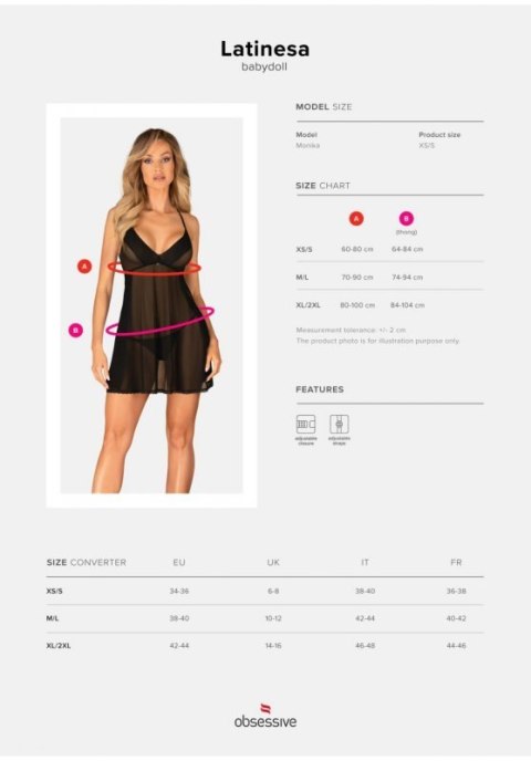 Latinesa babydoll i stringi XL/2XL Latinesa babydoll i stringi XL/2XL