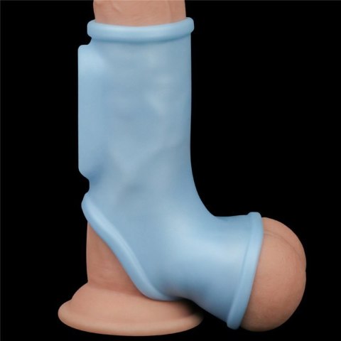 Vibrating Silk Knights Ring with Scrotum Sleeve (Blue) Vibrating Silk Knights Ring with Scrotum Sleeve (Blue)