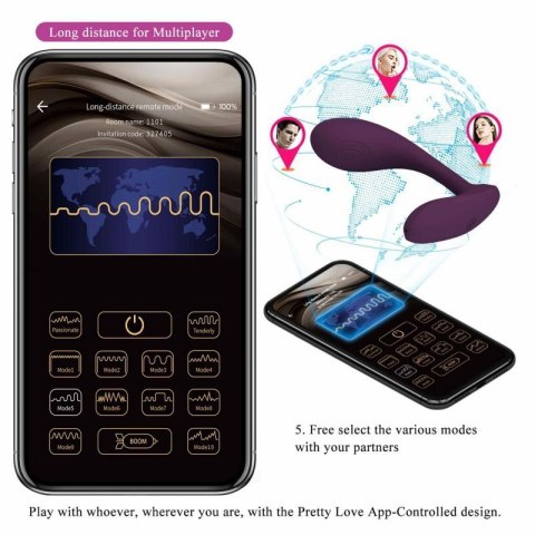 PRETTY LOVE - Baird Purple, 12 vibration functions Mobile APP Long-distance Control PRETTY LOVE - Baird Purple, 12 vibration functions Mobile APP Long-distance Control