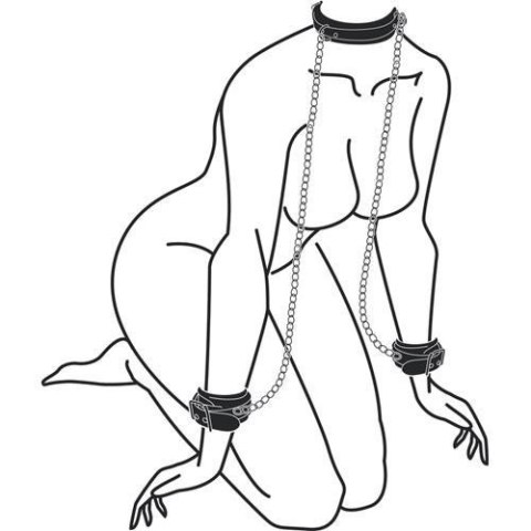Kajdanki-Leather Collar With Handcuffs Kajdanki-Leather Collar With Handcuffs