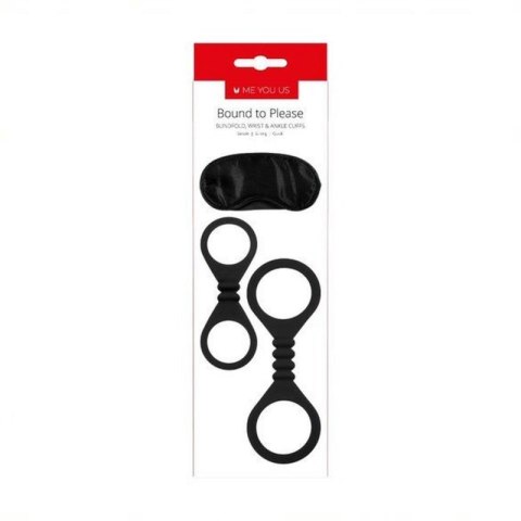 Kajdanki- Me You Us Bound To Please Blindfold Wrist And Ankle Cuffs Black Kajdanki- Me You Us Bound To Please Blindfold Wrist And Ankle Cuffs Black