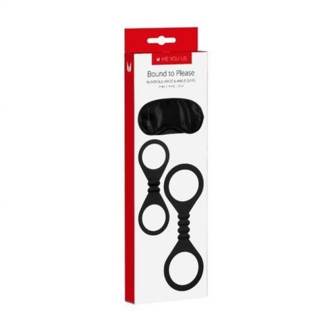 Kajdanki- Me You Us Bound To Please Blindfold Wrist And Ankle Cuffs Black Kajdanki- Me You Us Bound To Please Blindfold Wrist And Ankle Cuffs Black