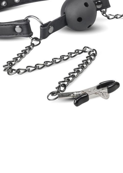 Knebel-Open Ball Gag With Nipple Clamps Knebel-Open Ball Gag With Nipple Clamps