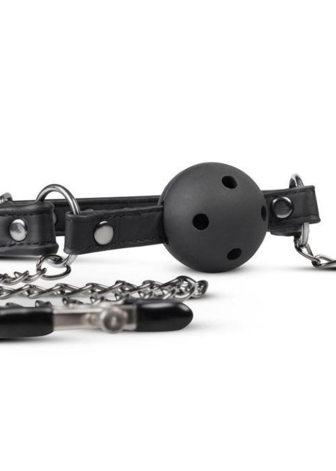 Knebel-Open Ball Gag With Nipple Clamps Knebel-Open Ball Gag With Nipple Clamps